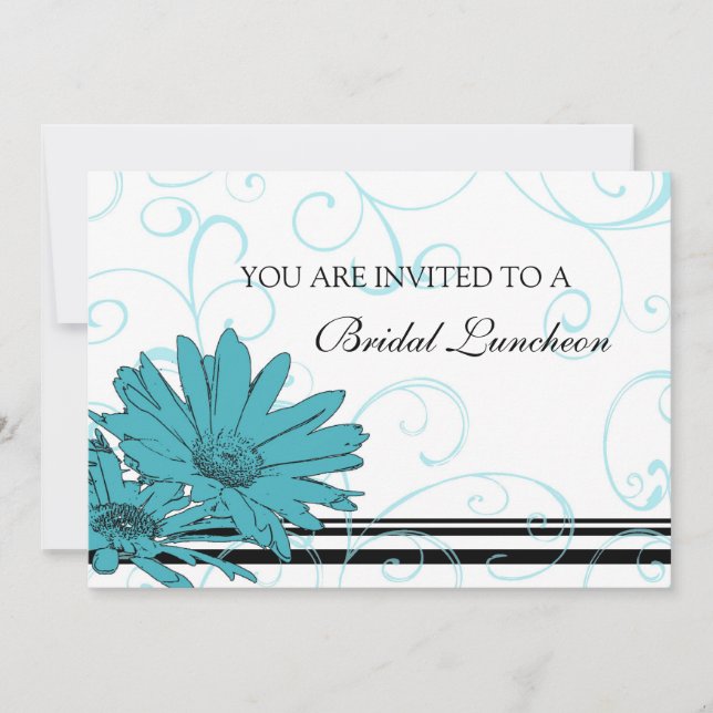 Blue and White Bridal Luncheon Invitation Cards (Front)