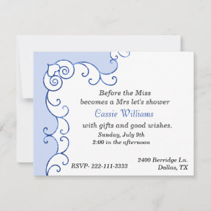 Blue and white Bridal Shower Invitation