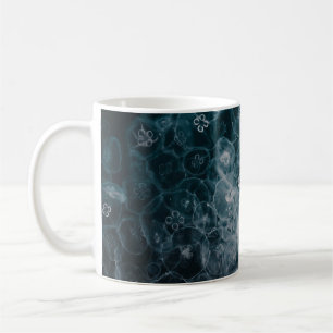 BLUE AND WHITE BUBBLES ILLUSTRATION COFFEE MUG
