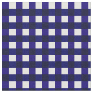 Blue And White Buffalo Gingham Plaid Pattern Fabric