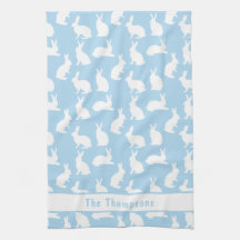 Blue And White Bunny Pattern And Name Easter
