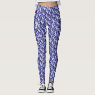Blue and White Bunny Rabbit Designer Leggings