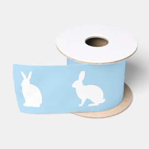 Blue And White Bunny Silhouettes Cute Easter Satin Ribbon