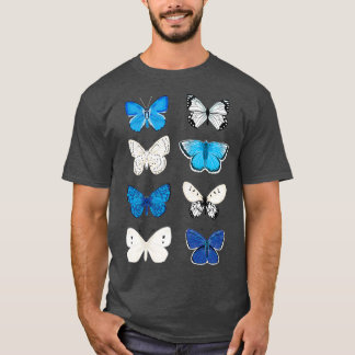 Blue and white Butterflies butterfly sticker pack  T-Shirt