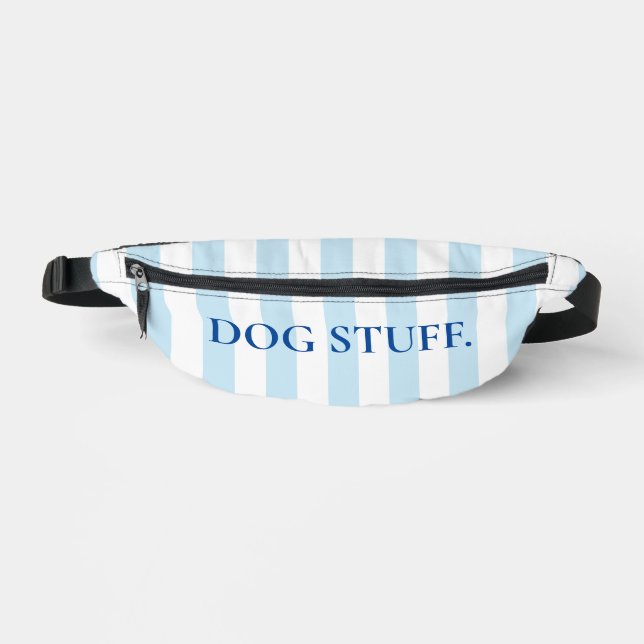 Blue and White Cabana Stripe Dog Mum Dog Stuff Bum Bags (Front)