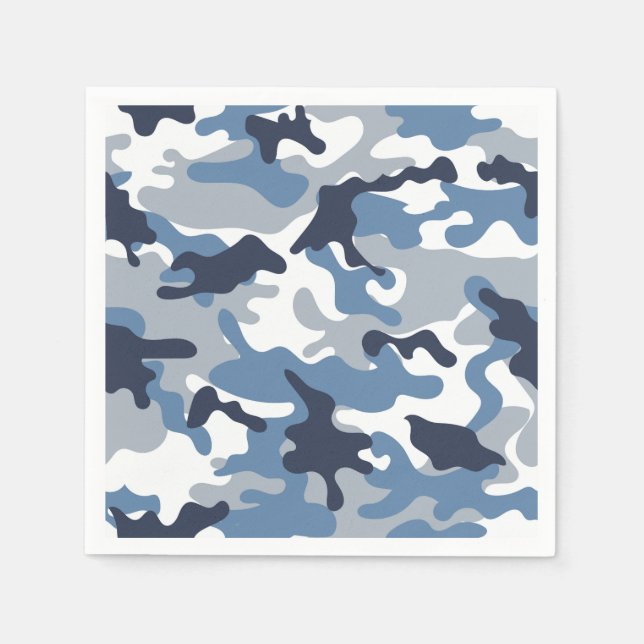 Blue and White Camouflage Napkin (Front)