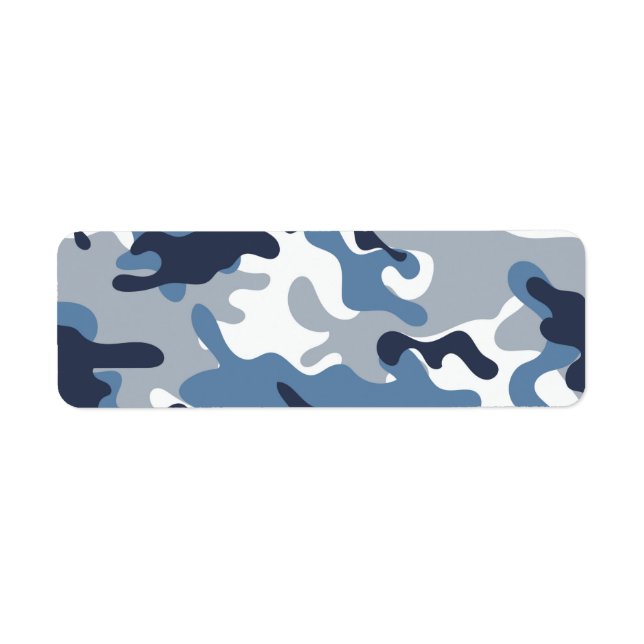 Blue and White Camouflage Return Address Label (Front)