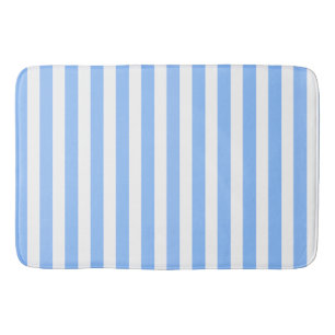 Blue and white candy stripes bath mat