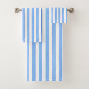 Blue and white candy stripes bath towel set