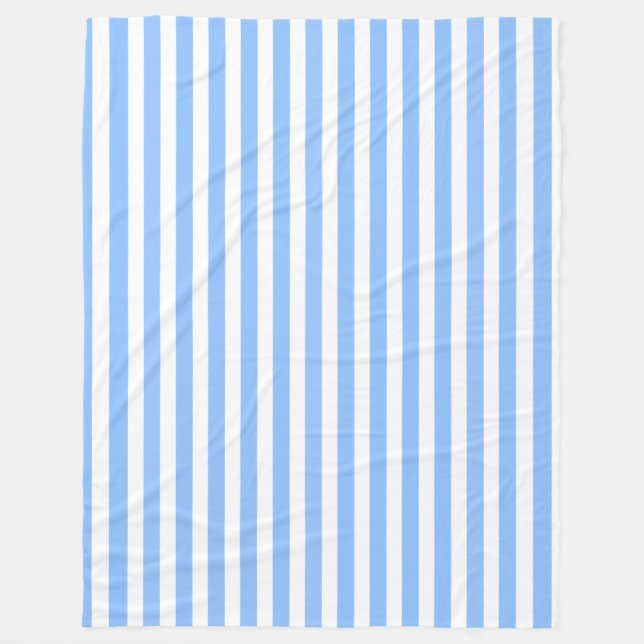 Blue and white candy stripes fleece blanket (Front)