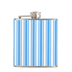 Blue and white candy stripes hip flask