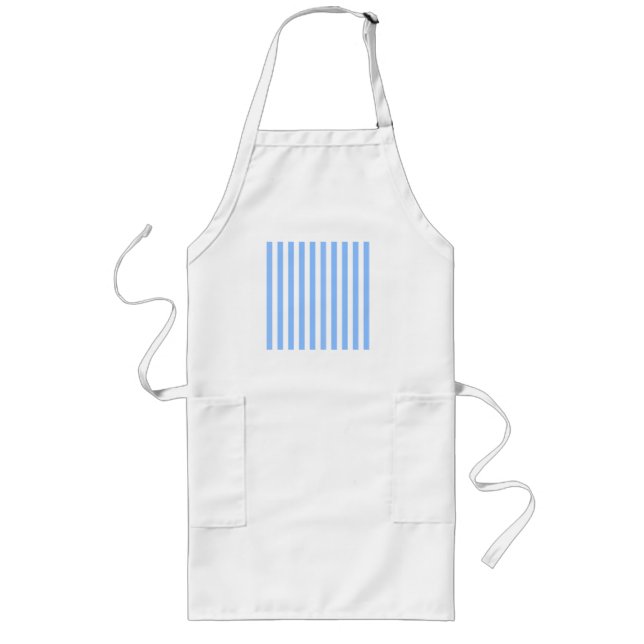 Blue and white candy stripes long apron (Front)