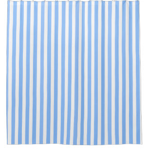 Blue and white candy stripes shower curtain