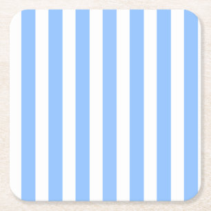 Blue and white candy stripes square paper coaster