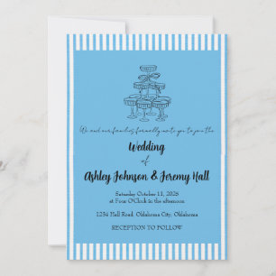 Blue and White Champagne Tower Invitation
