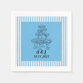 Blue and White Champagne Tower Napkin