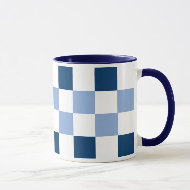 Blue and White Chequerboard Mug (Right)