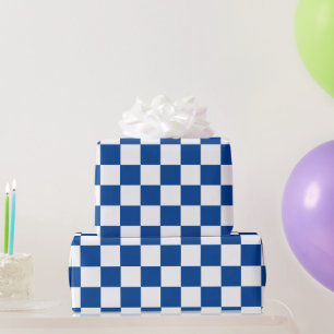 Blue and White Chequerboard Wrapping Paper