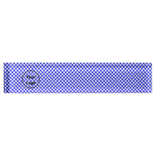 Blue and white chequered board pattern nameplate