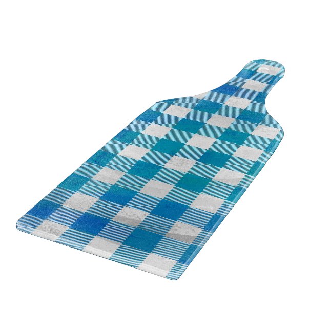 Blue and White Chequered Buffalo Plaid Cutting Board (Corner)