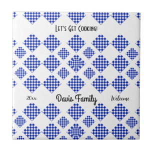 Blue and White Chequered  Ceramic Tile
