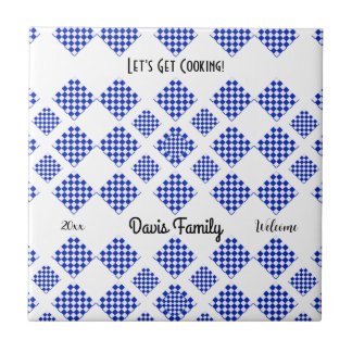 Blue and White Chequered  Ceramic Tile