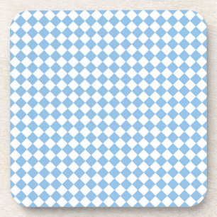 Blue and White Chequered Diamond Pattern Coaster