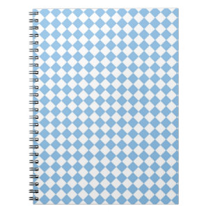 Blue and White Chequered Diamond Pattern Notebook