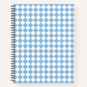 Blue and White Chequered Diamond Pattern Notebook