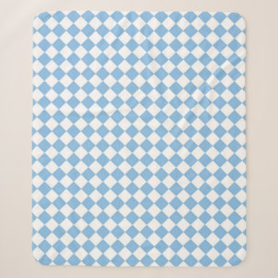 Blue and White Chequered Diamond Pattern Sherpa Blanket