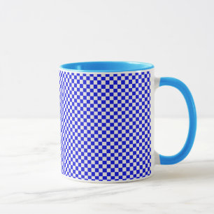 Blue and White Chequered Mugs