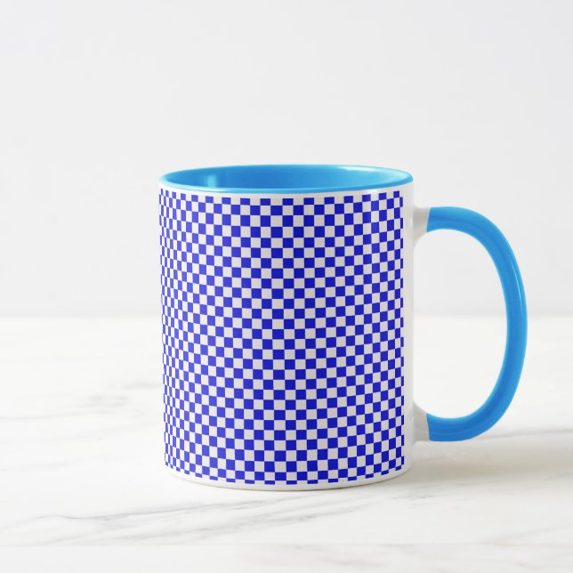 Blue and White Chequered Mugs (Right)