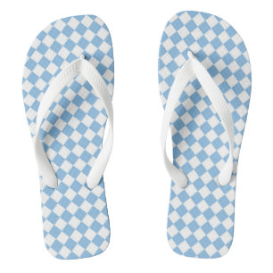 Blue and White Chequered Pattern Thongs
