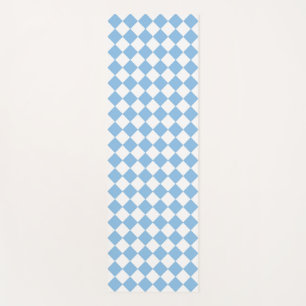 Blue and White Chequered Pattern Yoga Mat