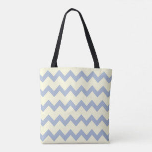 Blue and White Chevron Beach Tote Bag