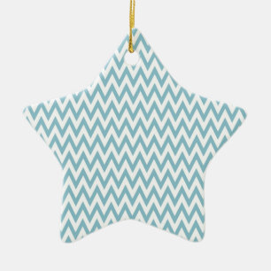 Blue and White Chevron Ceramic Tree Decoration