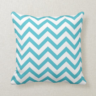 Blue and White Chevron Cushion