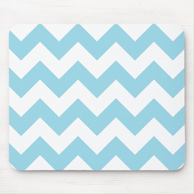 Blue and White Chevron Mouse Pad (Front)