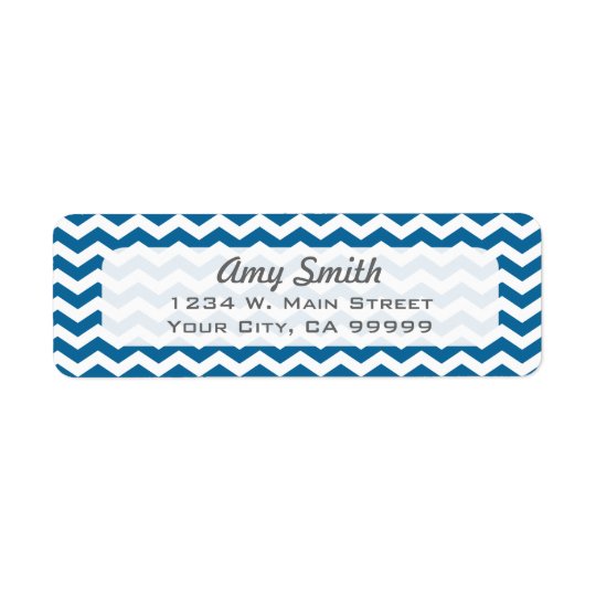 Blue and White Chevron Return Address Labels