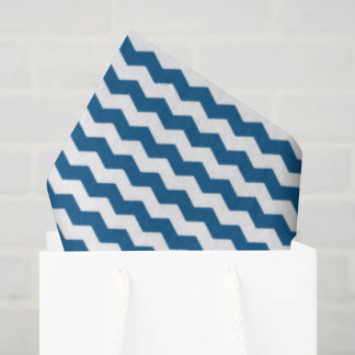 Blue And White Chevron Tissue Paper