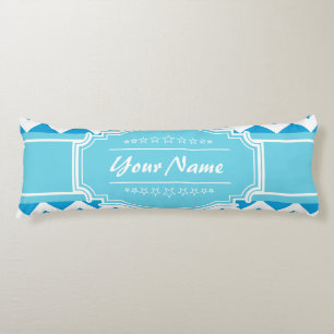 Blue and White Chevron with Custom Name Body Cushion