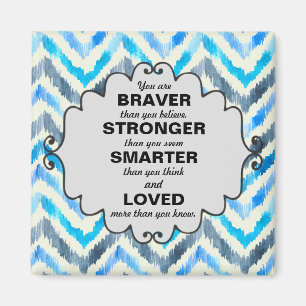Blue and White Chevron Words of Encouragement Magnet