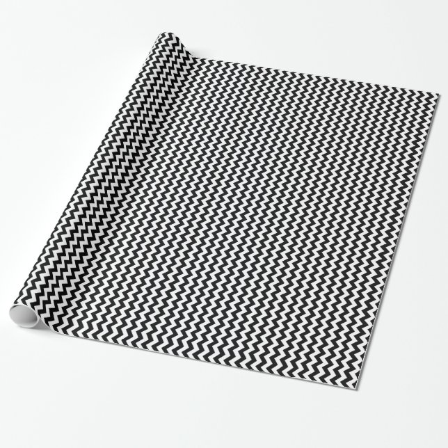 Blue and White Chevron Zig Zag Wrapping Paper (Unrolled)