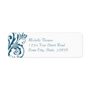 Blue and White Chic Floral Return Address Return Address Label