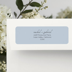 Blue and White   Chic Simple Clean Wedding Return Address Label