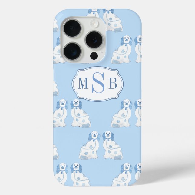 Blue And White China Dogs Three Letter Monogram Case-Mate iPhone Case (Back)