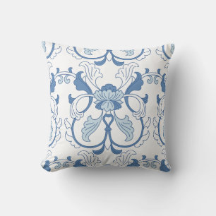 Blue and White Chinese Ceramic Pattern Cushion