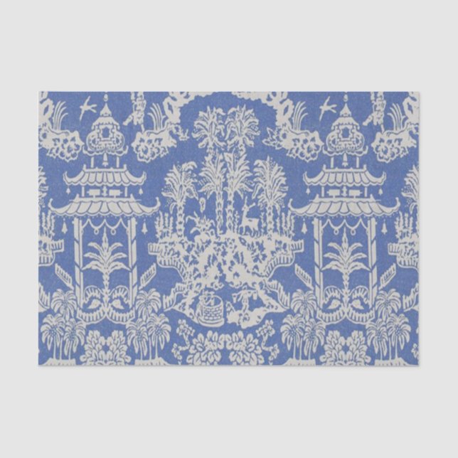 Blue and White Chinese Chinoiserie Decoupage Tissue Paper (Front)