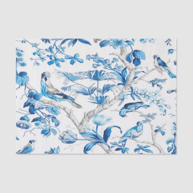 Blue and White Chinese Chinoiserie Decoupage Tissue Paper (Front)