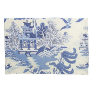 Blue and White Chinese Chinoiserie Pillowcase